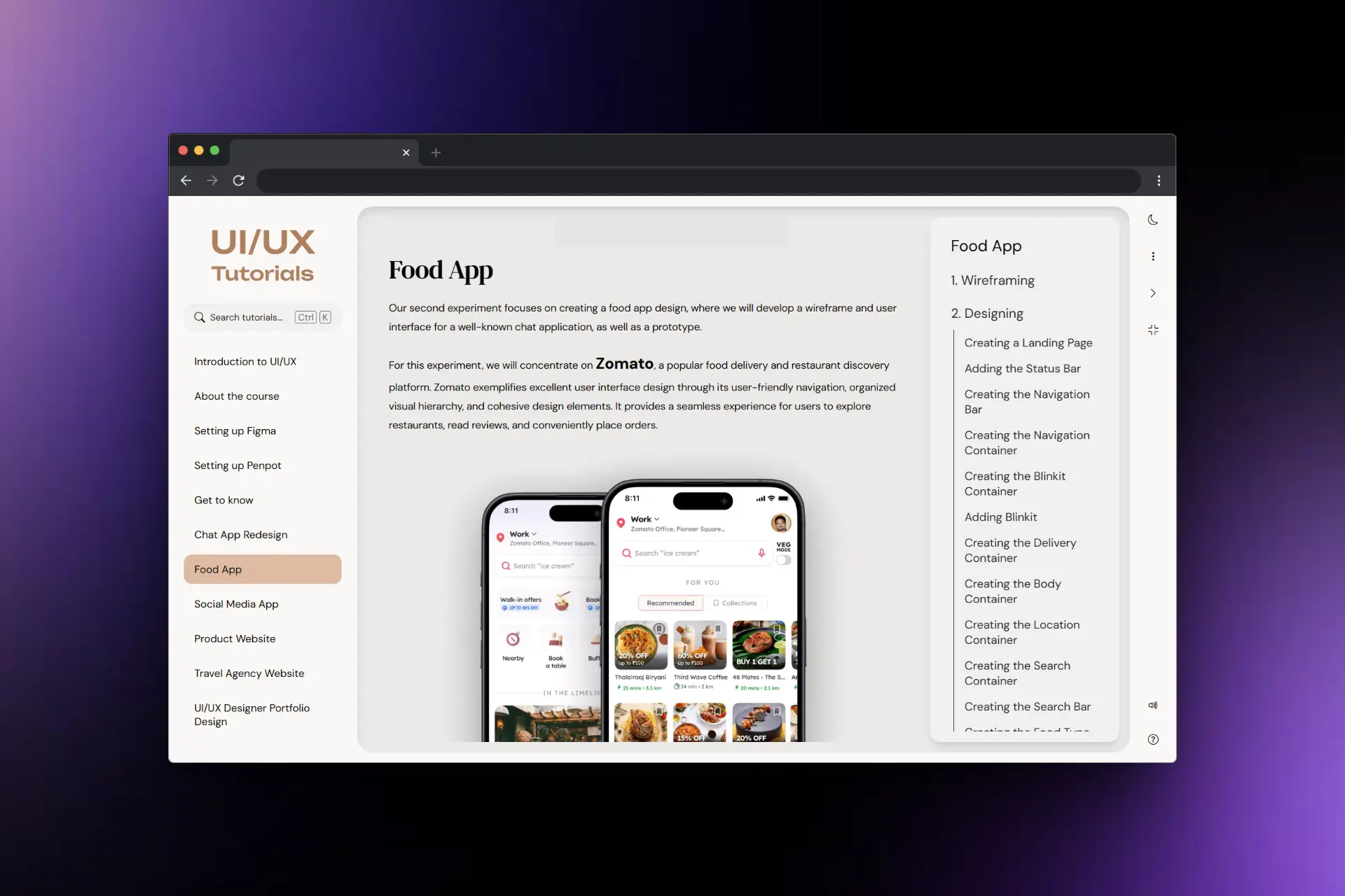 UI/UX Tutorials Platform Desktop Interface